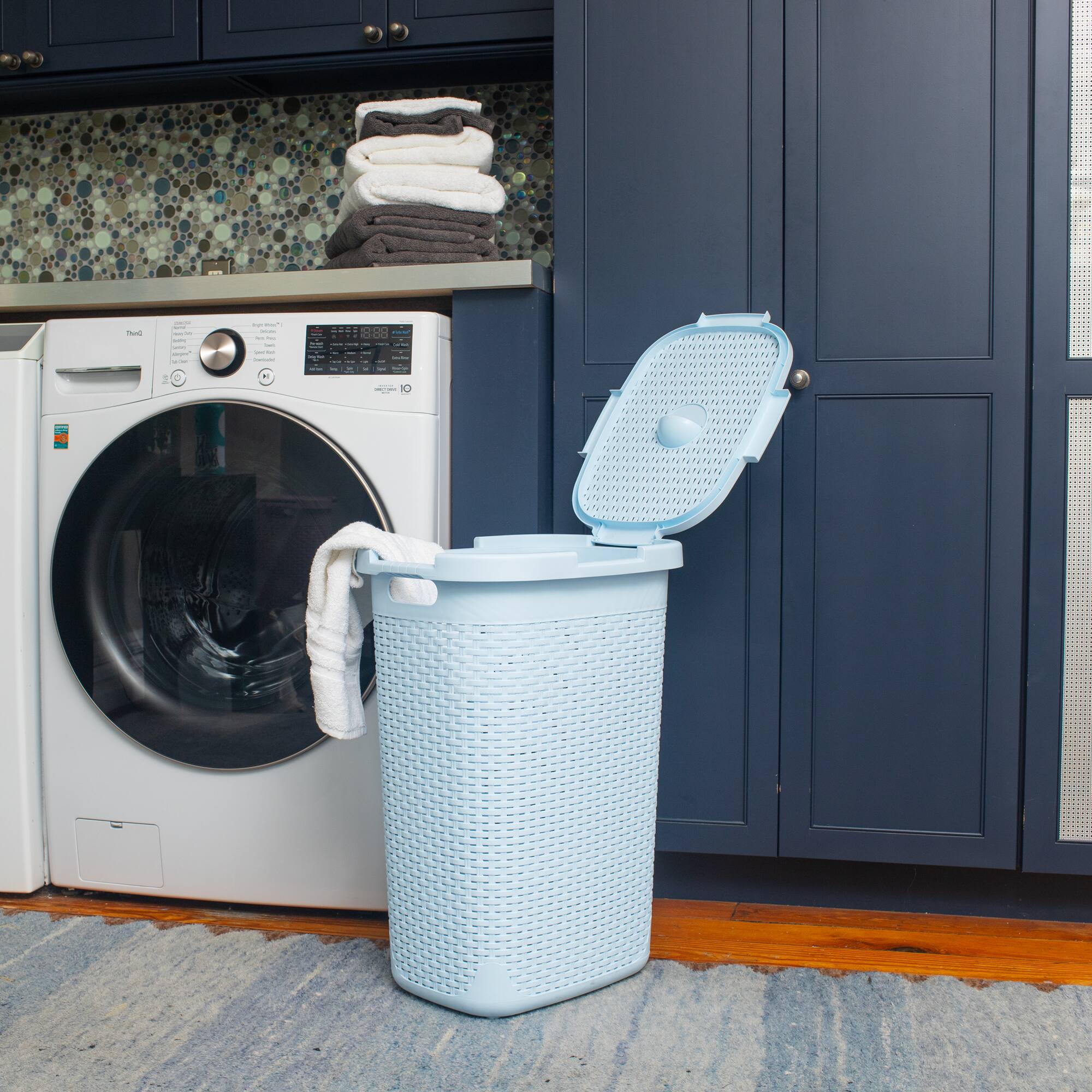 Mind Reader 60L Hamper Laundry Basket with Cutout Handles